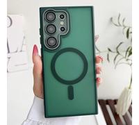 HJZSZX Funda rígida con Tapa magnética para S24, Color Gris Titanio y Lente de Metal (para S24/verde Oscuro)