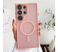 HJZSZX Funda rígida con Tapa magnética para S25, Color Gris Titanio, con Lente de Metal y Carga magnética (para S25/rosa)