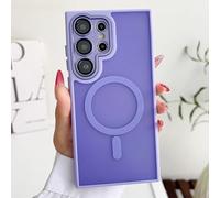 HJZSZX Funda rígida con Tapa magnética para S25, con Lente de Metal Gris Titanio (para S25/morado Claro)