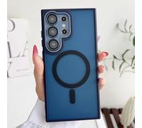 HJZSZX Funda rígida con Tapa magnética para S25 Ultra, Color Gris Titanio y Lente de Metal (para S25 Ultra/Azul Oscuro)