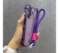 HJZSZX Funda Transparente con Correa para el Cuello para iPhone 16, con Cuatro Esquinas anticaídas y airbag (para iPhone 16/Morado)