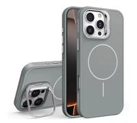 HJZSZX Soporte magnético para iPhone 14 ProMax, Carcasa Trasera rígida con Soporte para Lente (Gris)