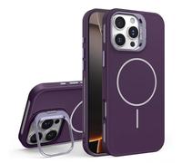 HJZSZX Soporte magnético para iPhone 15 Plus, Carcasa Trasera rígida con Soporte para Lente (Morado Oscuro)
