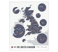 HJZWTS Pop Chart | Clubes de fútbol del Reino Unido | Póster artístico de 16 x 20 pulgadas | Más de 100 clubes de fútbol de Inglaterra, Escocia y Gales en un mapa | Decoración de pared | 100%
