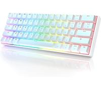 HK Gaming GK61 - Keyboard de Juego mecánico 60 por ciento | 61 RGB Rainbow LED Backlit Programmable Keys | USB Wired | para Mac y Windows PC | Hotswap Gateron Optical Brown Switches | White