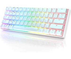 HK Gaming GK61 - Keyboard de Juego mecánico 60 por ciento | 61 RGB Rainbow LED Backlit Programmable Keys | USB Wired | para Mac y Windows PC | Hotswap Gateron Optical Brown Switches | White