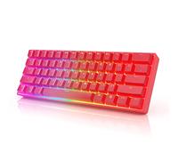 HK Gaming GK61 Mechanical Gaming Keyboard 60 Percent | 61 RGB Rainbow LED Backlit Programmable Keys | USB Wired | For Mac and Windows PC | Hotswap Gateron Optical Yellow Switches | Red