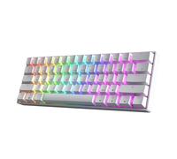 HK GAMING GK61 SE 60% | Teclado mecánico para gaming, 61 teclas, retroiluminación LED RGB multicolor para jugadores de PC/Mac, diseño de EE. UU. (blanco, rojo mecánico)
