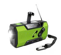 HK&Hanker Radio meteorológica de emergencia, radio portátil de manivela para exteriores con energía solar, AM/FM, alarma SOS, lámpara d