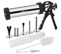 HK Jerky Gun Kits, Jerky Maker Gun, Beef Jerky Gun, 2 libras de acero inoxidable para hacer salchichas con 5 boquillas de acero inoxidable, 2 cepillos de limpieza, 1 Stomper