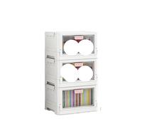 HKABCXT Caja para guardar cómics Floor-Standing Living Room Storage Organizer Single/Double Door Wheeled Collapsible Box for Household Clothes Toys Books Snacks(Single Door-Pink 3pc)