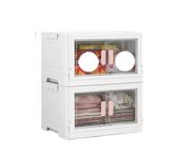HKABCXT Caja para guardar cómics Floor-Standing Living Room Storage Organizer Single/Double Door Wheeled Collapsible Box for Household Clothes Toys Books Snacks(Double Door-Pink 2pc)