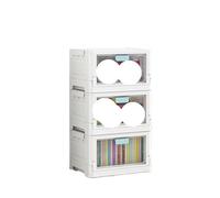HKABCXT Caja para guardar cómics Floor-Standing Living Room Storage Organizer Single/Double Door Wheeled Collapsible Box for Household Clothes Toys Books Snacks(Single Door-Blue 3pc)