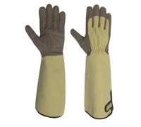 HKABCXT Guantes De JardineríA Largo Guantes de jardinería largos, resistentes a las espinas, lona, para podar rosas y con pantalla táctil, transpirables(Beige,L)