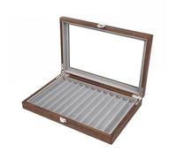 HKABCXT vitrina expositora de madera para estilográficas Estuche organizador de madera for plumas estilográficas (12/23/34), con 1 a 3 niveles(WHITE)