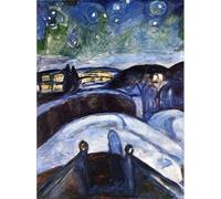 HKAHF AJWUQ Arte de Pared de Edvard Munch《Noche Estrellada》Póster Edvard Munch Impresiones Barbarie Pintura en Lienzo Cuadro nórdico para decoración de Sala de Estar 15x20cmx1 Sin Marco