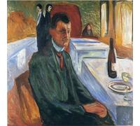 HKAHF AJWUQ Edvard Munch - Póster de autorretrato con una botella de vino, impresiones artísticas para pared, pintura en lienzo, cuadro nórdico, decoración de sala de estar, 60 x 80 cm, sin marco