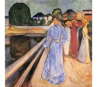 HKAHF AJWUQ Edvard Munch - Póster de Las dos niñas, arte de pared Edvard Munch imprime lienzo de barbarie, cuadro nórdico para decoración de sala de estar, 30 x 30 cm, sin marco