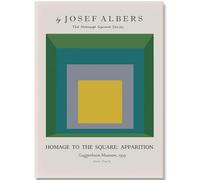 HKAHF AJWUQ Famoso Póster de Josef Albers Arte de Pared geométrico único William Morris Impresiones Boho Pintura en Lienzo para la decoración de la Sala de Estar Cuadro 60x90cmx1 Sin Marco