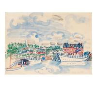 HKAHF AJWUQ Famosos Pósters de Raoul Dufy El Barco Arte de Pared Abstracto Pintura en Lienzo Impresiones de Acuarela para Sala de Estar Decoración del Hogar Cuadros 90x60cm Sin Marco