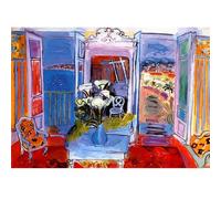 HKAHF AJWUQ Famosos Pósters de Raoul Dufy El Barco del Amor Arte de Pared Abstracto Pintura en Lienzo Impresiones de Acuarela para Sala de Estar Decoración del Hogar Cuadros 90x60cm Sin Marco