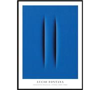 HKAHF AJWUQ Lucio Fontana Póster El Arte de la Pared Azul Lucio Fontana Impresiones Lucio Fontana Cuadro en Lienzo Nórdico para la decoración de la Sala de Estar 60x80cmx1 Sin Marco