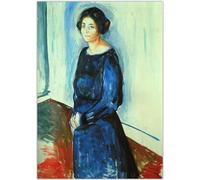 HKAHF AJWUQ Póster de Edvard Munch Mujer en Arte de Pared Azul Impresiones de Edvard Munch Pintura de Lienzo de barbarie Cuadro nórdico para decoración de Sala de Estar 15x20cmx1 Sin Marco