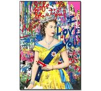 HKAHF AJWUQ Póster de la reina Isabel II de la reina Isabel II, impresiones retro en lienzo para decoración de sala de estar, 15 x 20 cm, sin marco