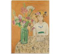 HKAHF AJWUQ Póster de Matisse Chica Leyendo un Libro Arte de Pared Henri Matisse Impresiones Barbarie Pintura en Lienzo Cuadro nórdico para decoración de Sala de Estar 15x20cmx1 Sin Marco