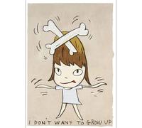 HKAHF AJWUQ Póster de Yoshitomo Nara, con texto en inglés "I Don't Want To Grow UP", impresión artística de pared de Yoshitomo Nara, cuadro pop art para decoración del hogar, 60 x 80 cm, sin marco