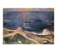 HKAHF AJWUQ Póster Edvard Munch El misterio de una noche de verano, impresiones artísticas para pared, lienzo de barbarie, cuadro nórdico para decoración de sala de estar, 90 x 60 cm, sin marco