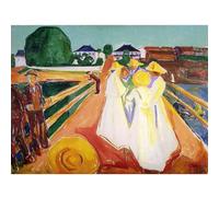 HKAHF AJWUQ Póster famoso de Edvard Munch Las mujeres en el puente, impresión artística para pared, pintura en lienzo de barbarie, cuadro nórdico para decoración de sala de estar, 80 x 60 cm, 1 unidad