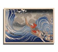 HKAHF AJWUQ Póster japonés de The Big Wave In Kanagawa, impresión estética japonesa, lienzo retro para decoración de sala de estar, 20 x 15 cm, sin marco