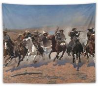 HKAHF AJWUQ Pósters de Frederic Remington The Stampede Estampado Abstracto Pintura en Lienzo de Frederic Remington Cuadro Retro para decoración del salón 60x80cm NO Frame