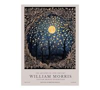 HKAHF AJWUQ William Morris Wall Art 《Night Stars Moon》Posters William Morris Lienzo Pintura Impresiones Retro Para Vivir Decoración Del Hogar Cuadro 50x70cmx1 Sin Marco