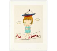 HKAHF AJWUQ Yoshitomo Nara - Póster de Yoshitomo Nara con texto en inglés "I Am Alone", impresión de Yoshitomo Nara, lienzo pop, para decoración del hogar, 60 x 80 cm, sin marco