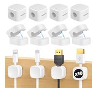 HKaizen 10 PCS Clips Magnéticos Adhesivos para Cables | Sujeta Cables de Mesa y Escritorio | Organizador Silicona | Soporte para Ordenar Cables | Cable Holder Blanco