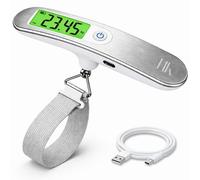 HKaizen Báscula Maletas Viaje Recargable USB-C (50 kg) | Pesa Maletas de Viaje Digital con Pantalla LCD | Balanza de Equipaje Portátil y Precisa