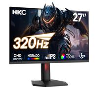 HKC 27 Pulgadas QHD Monitor Gaming, 320Hz Fast IPS, 1ms HDR400 95% DCI-P3 | 95% DCI-P3, Adaptive Sync, luz azul hardware, soporte HAS, VESA 100x100, 2x HDMI 2.1, DP 1.4