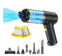 HKC 4 en 1 Soplador y Aspirador 100000RPM, 12000Pa Soplador de Polvo Eléctrico con Motor Sin Escobillas, Aspirador de Mano con Luz LED, Air Duster para PC,Teclado, Exterior, Hogar y Auto