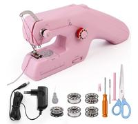 HKC Máquina De Coser Manual y Eléctrica Portátil De Doble Hilo Con Accesorios Para Principiantes - Para Ropa, Cortinas y Juguetes De Peluche