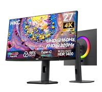 HKC Monitor Gaming 27 Pulgadas 4K UHD Mini LED IPS 160Hz,1ms | Modo FHD 320Hz,550 cd/m²,HDR1400, 2× HDMI 2.1, DisplayPort 1.4, Type-C 90W USB 3.0, Ajustable en Altura, VESA 100×100