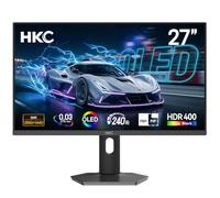 HKC Monitor Gaming 27 Pulgadas OLED QHD 240Hz, 0.03ms GTG | HDR True Black 400, 99% DCI-P3, 10 Bits, HDMI 2.1 & DP 1.4, Ajuste de Altura, Pivot, Protección Ocular, VESA 100×100
