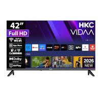 HKC Smart TV 42 Pulgadas, FHD LED Televisor con WiFi, LAN, App Store, Sintonizador Digital, Prime Video, Netflix, Youtube, DAZN, Disney+, Pluto TV y Más