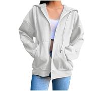 Hkdjaess Sudadera con capucha con cremallera para mujer Sweater Trabajo Novedad Jersey Color sólido Sudadera Comfy Moda Fitness Blusa Oversized Invierno Sudadera Sudadera Sudaderas