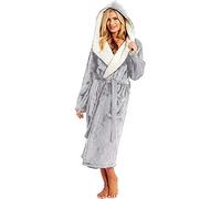 Hkdjaess - Vestido de dormitorio para mujer, XXL, cálido, grueso, de esponja, con cuello y chal, terciopelo, ropa de dormir de cumpleaños, color rosa y cómodo, con bolsillos para piscina, absorbente