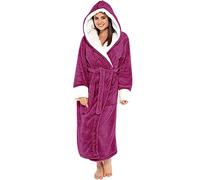 Hkdjaess - Vestido de dormitorio para mujer, XXL, cálido, grueso, de esponja, con cuello y chal, terciopelo, ropa de dormir de cumpleaños, color rosa y cómodo, con bolsillos para piscina, absorbente