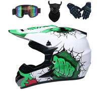 HKFBHFKM Casco de Motocross, Conjunto de Casco Integral MTB con Gafas, Guantes de MáScara, Casco Todoterreno, Casco de Motocicleta para Adolescentes Y Adultos para Descenso Quad Bike(S(52-53cm))
