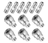 Hkfgdjdl 12 acoplamientos de conexión rápida de acero inoxidable de 3/8 pulgadas de rosca de conector de enchufe rápido