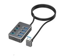 Hkfgdjdl Adaptador USB de 4 puertos con interruptores LED independientes para cada puerto, incluyendo USB 3.0 a 5 Gbps y USB 2.0 para varios dispositivos